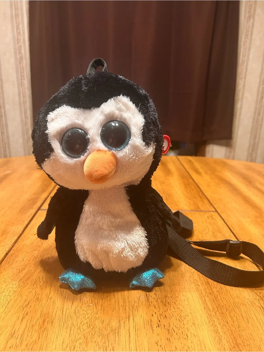 Ty Plush Penguin Kids Backpack - Black, White, Blue